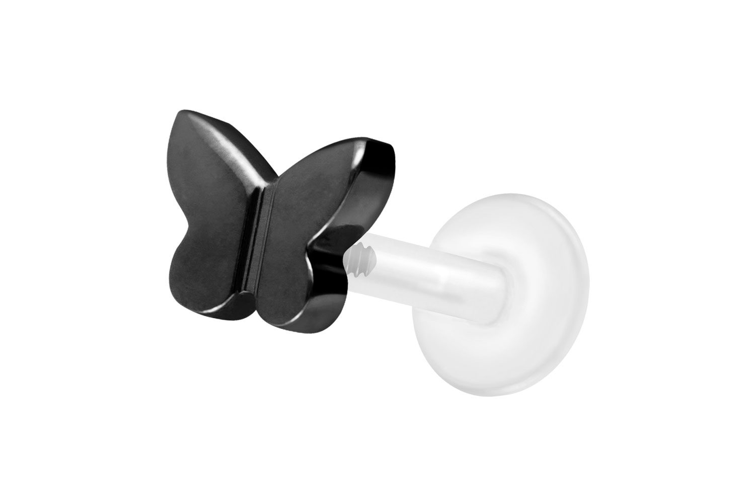 PTFE Labret Piercing mit Innengewinde + Titan-Aufsatz SCHMETTERLING